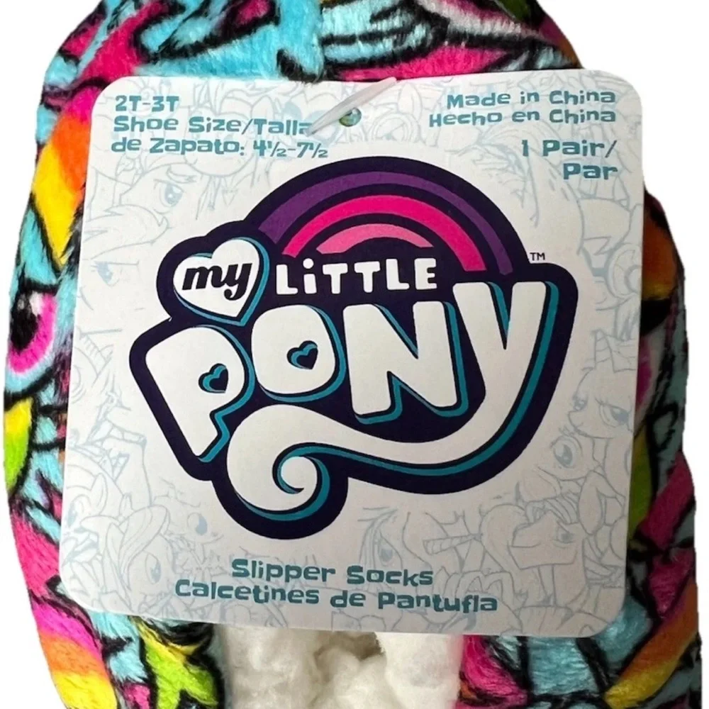 My Little Pony NWT Rainbow Dash Colorful Slipper Socks Gripper Soles Size 2T-3T